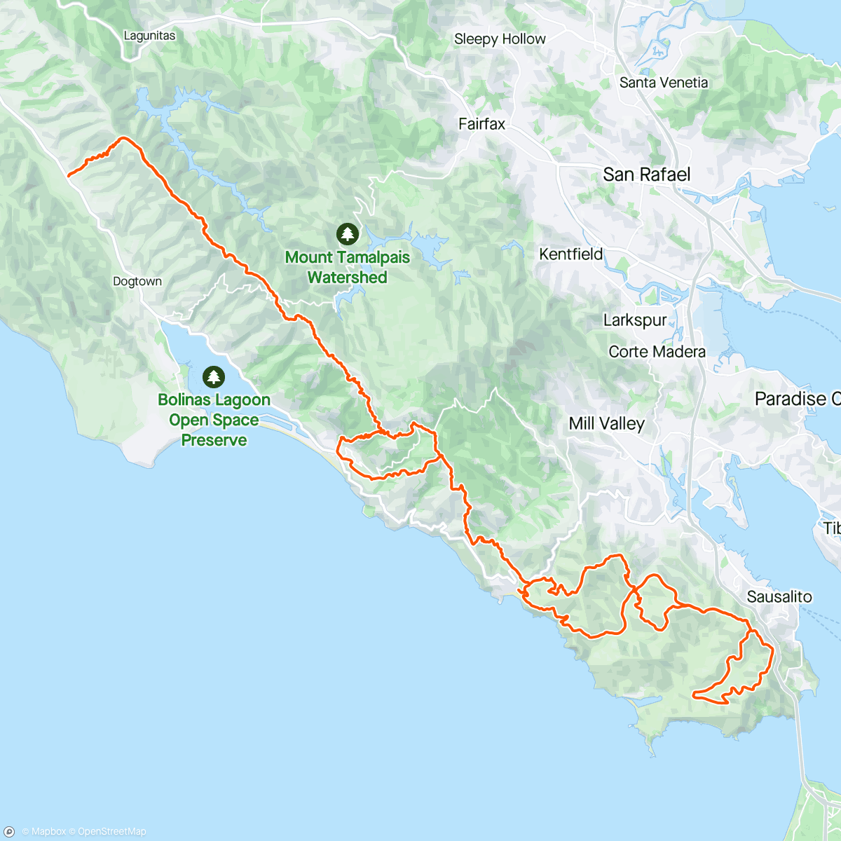 Map of the activity, Miwok 100k 2024
