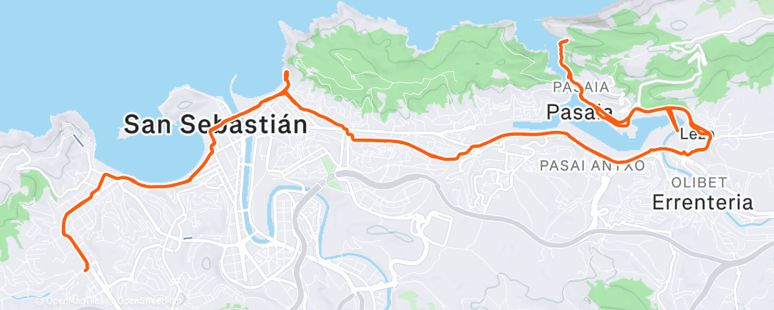 Карта физической активности (recorrido de ida y vuelta San Sebastián)
