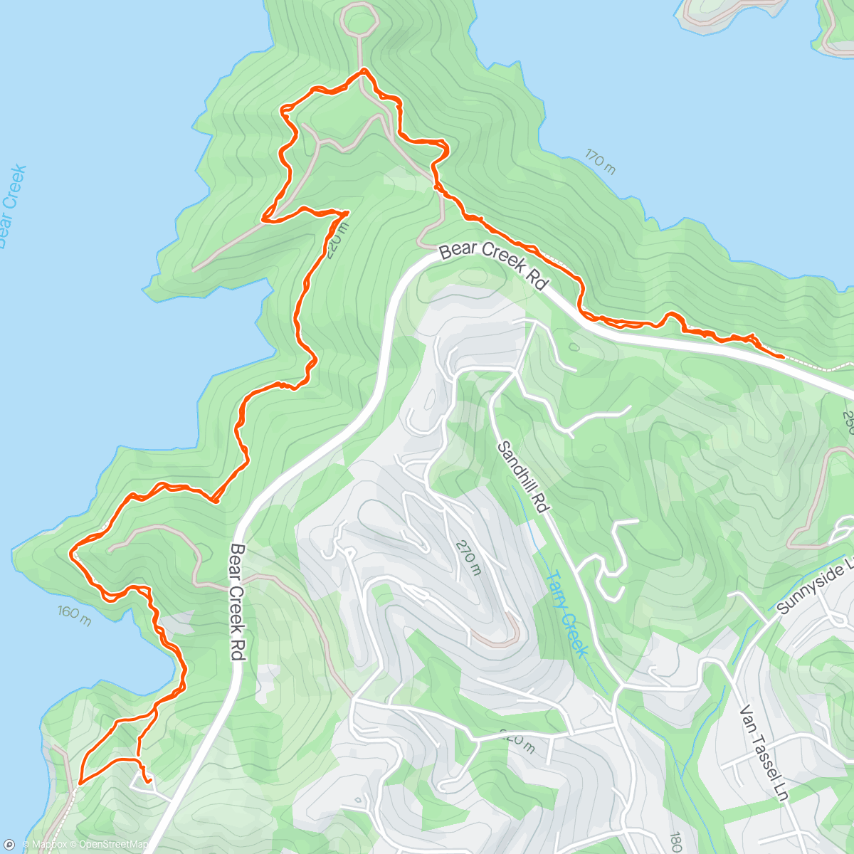 Mapa da atividade, Bear Creek Trail