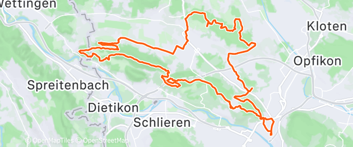 Route map of Würenlos Loop