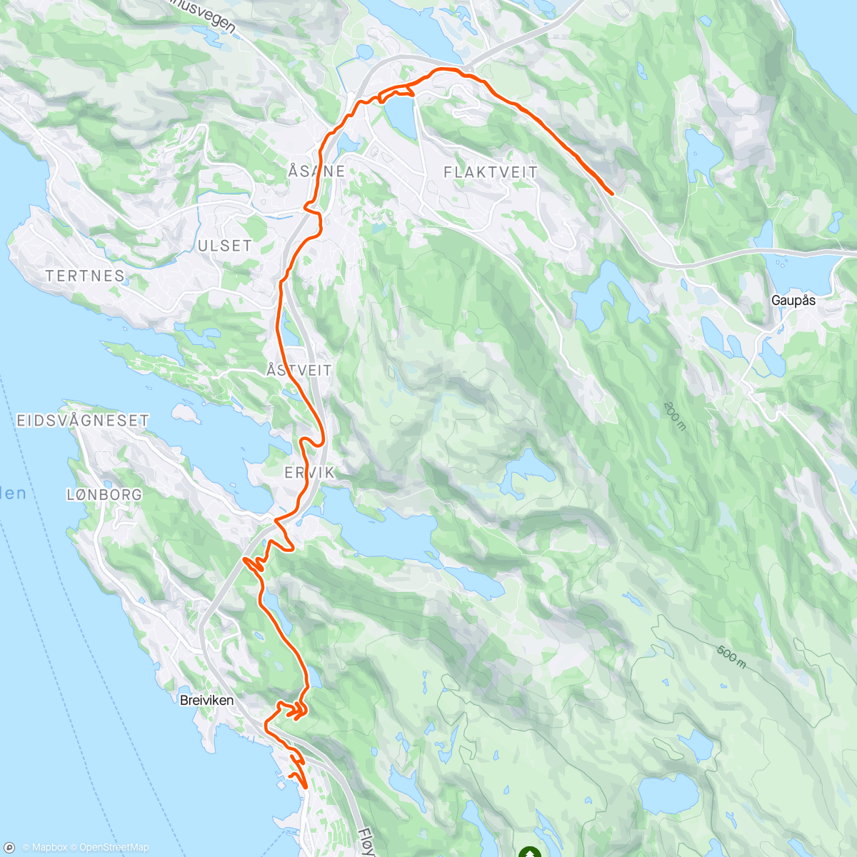 Map of the activity, Fellestrening Åsane Løpegruppe