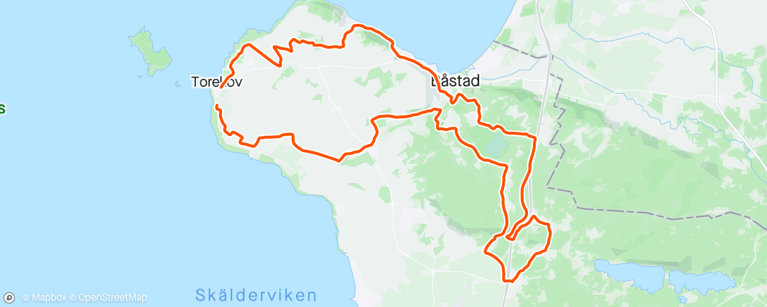 Map of the activity, Torekovtur nr 1. Utan badråkan.
