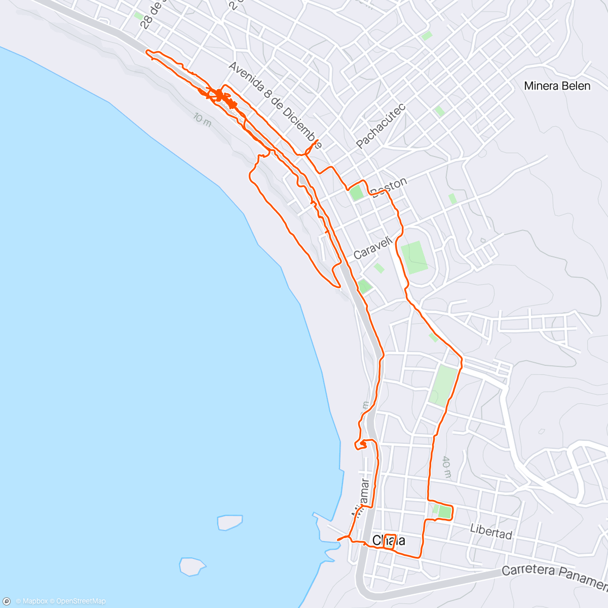 Map of the activity, Chala, Perú