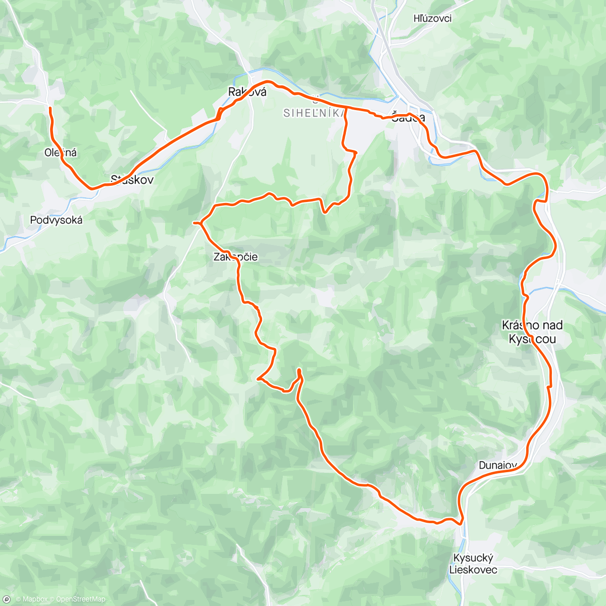 Map of the activity, Hľadanie medveďa 🚴🍀