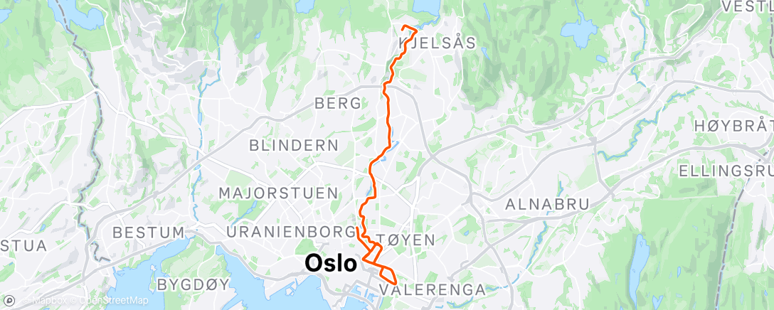 Map of the activity, Hoka cielo road...superkul sko uten karbon! Kjempegøy med litt fart på vanlige sko!
