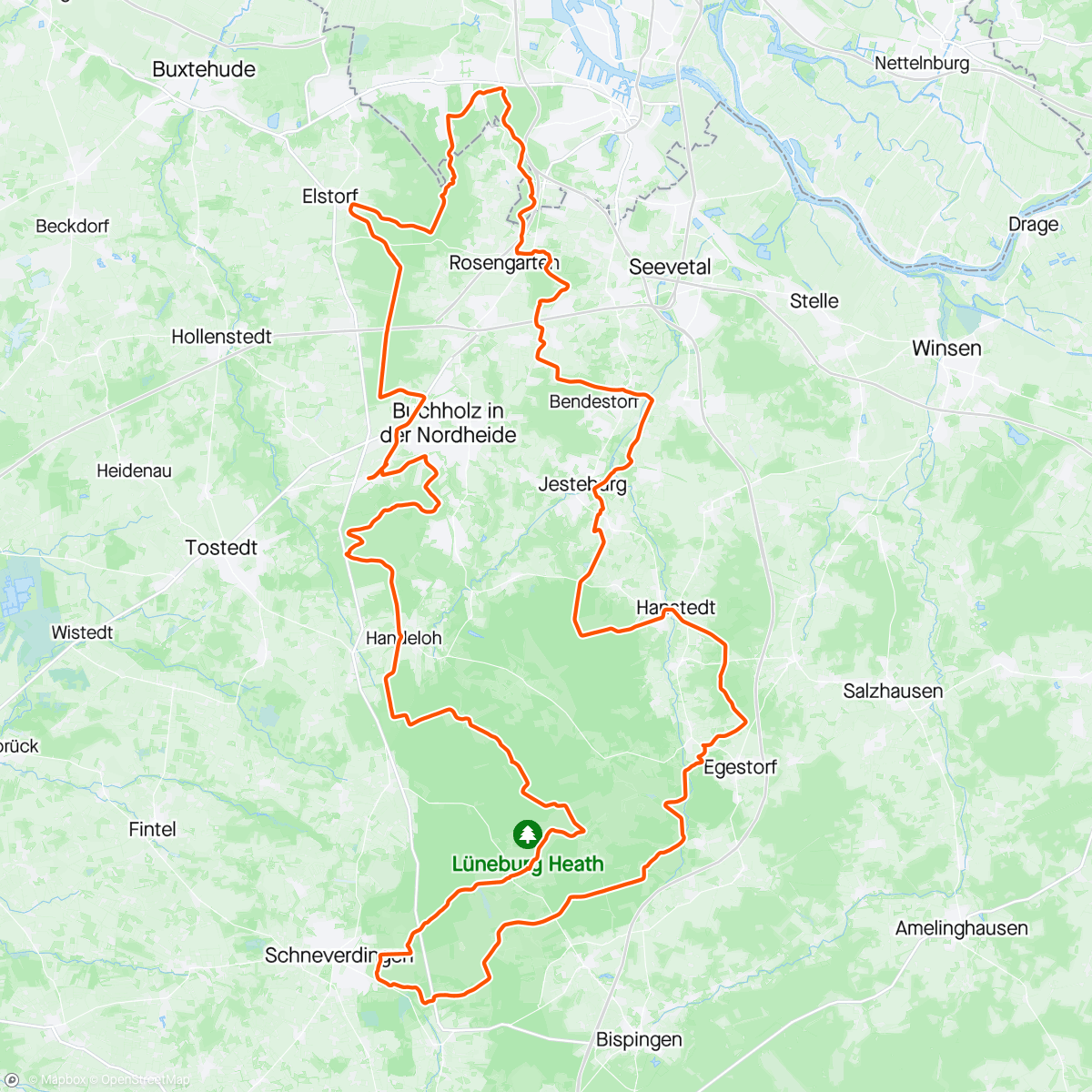 Map of the activity, Ab in die Heide - MTB