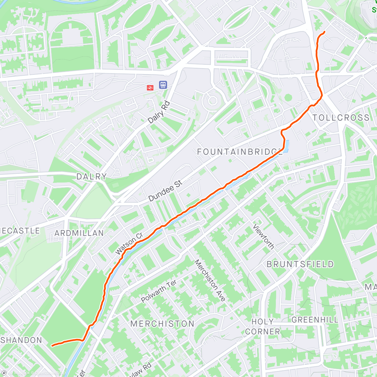 Map of the activity, Evening Walk to the Traverse theatre