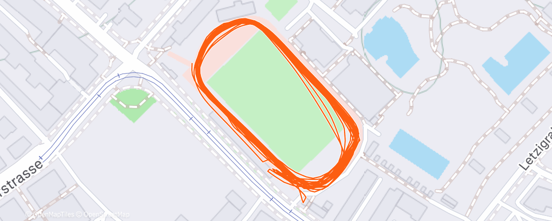 Map of the activity, Track Maniacs: 1600m + 2x 800m + 3x 400m + 4x 200m
