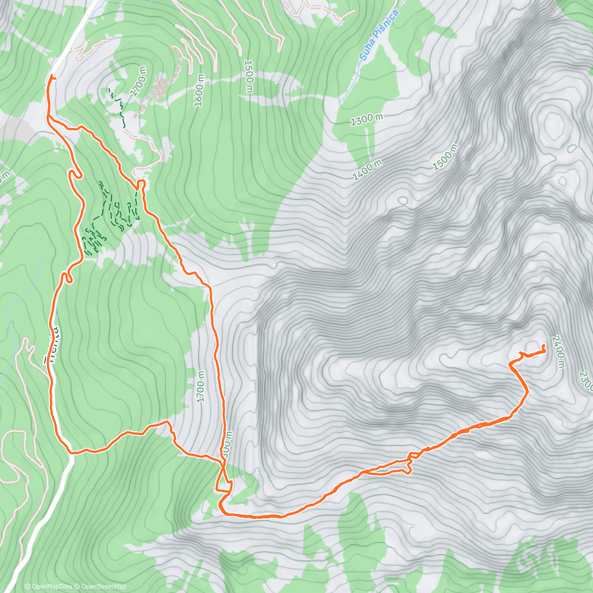 Map of the activity, Unlikely Prisojnik ⛷️
