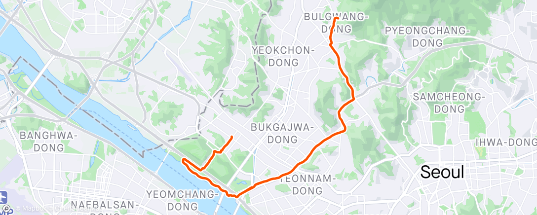 Map of the activity, 화요 퇴근주 러닝 16km