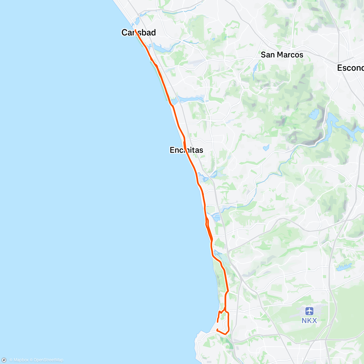 Map of the activity, Coast to Carlsbad