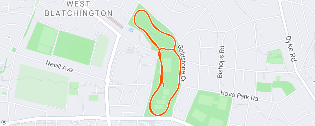 Map of the activity, Hove Park parkrun