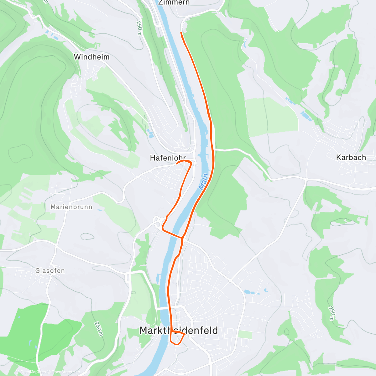 Map of the activity, Rickys fullmoon run