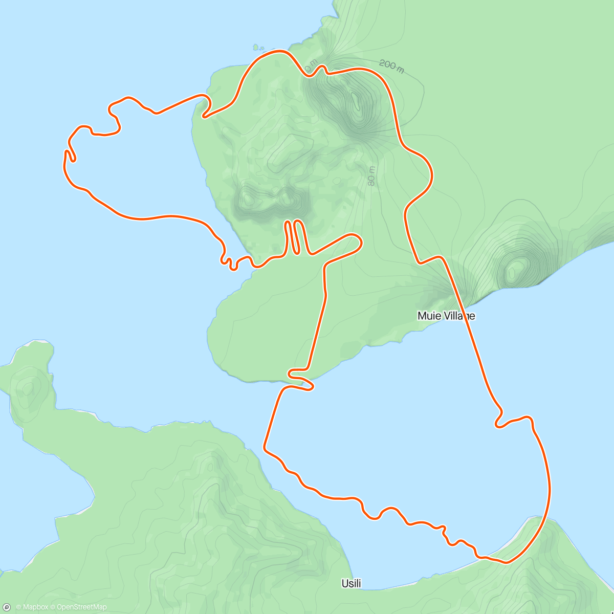 「Zwift - Ocean Lava Cliffside Loop in Watopia」活動的地圖