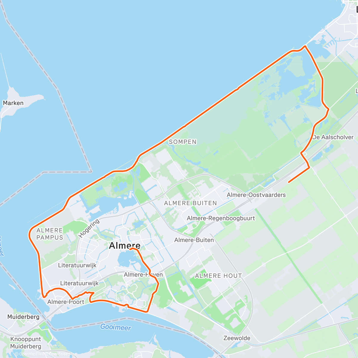 Mapa de la actividad (ROUVY - Challenge Almere 54 km | Netherlands)