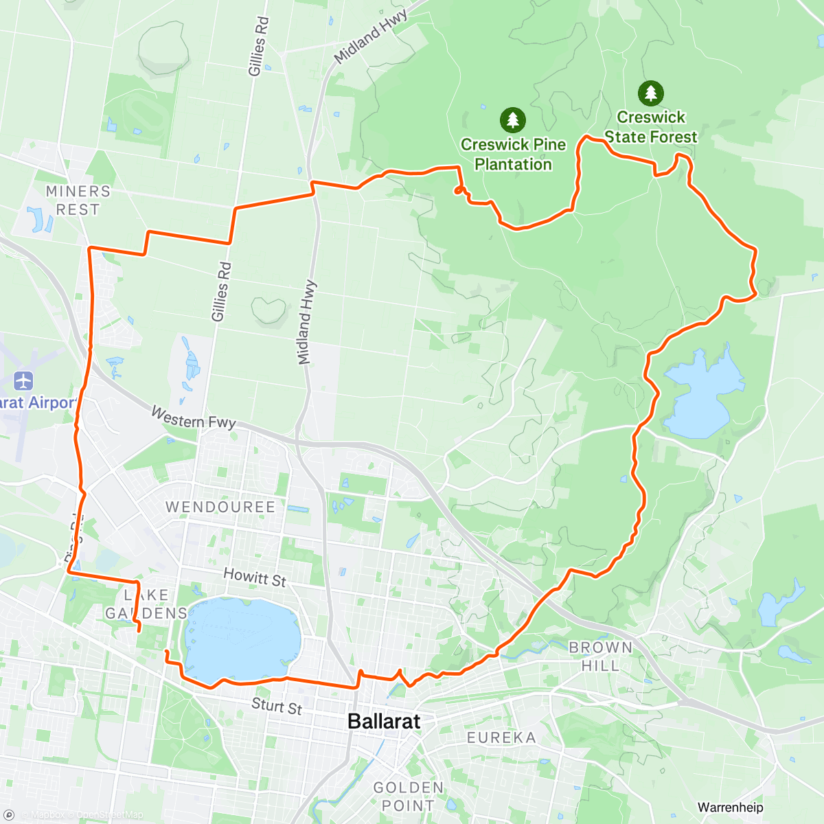 Map of the activity, Creswick Forest Grav Spin