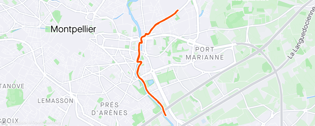 Map of the activity, Athlé : run 15 min + gradins 18min