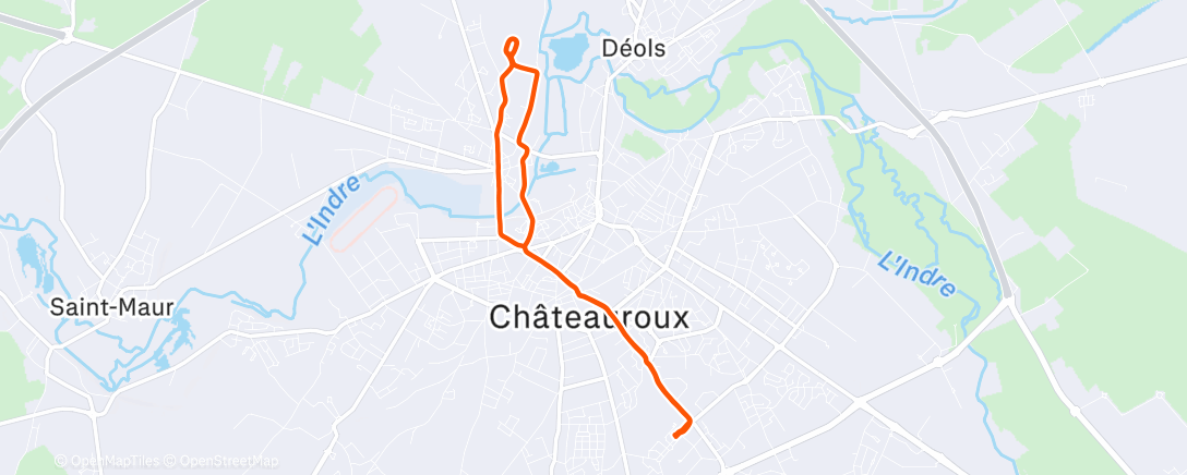 Map of the activity, Course à pied le midi