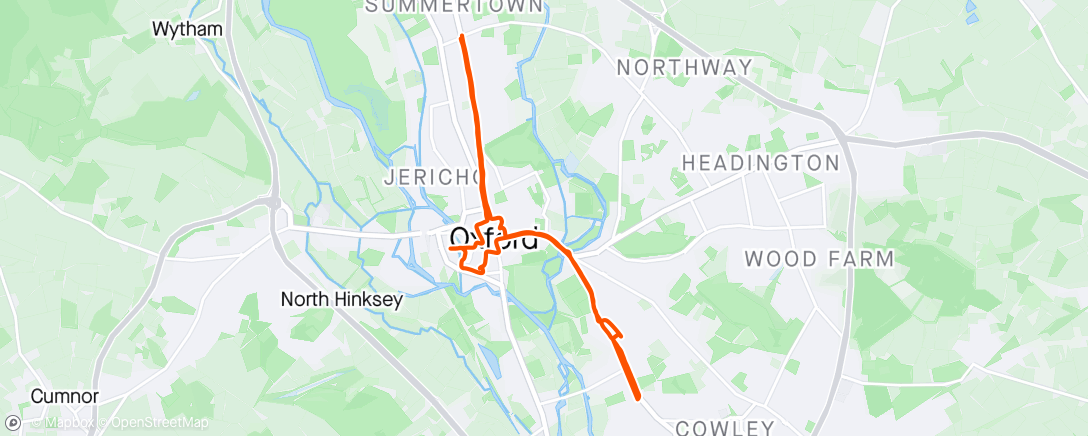 Map of the activity, Oxford roundtrip