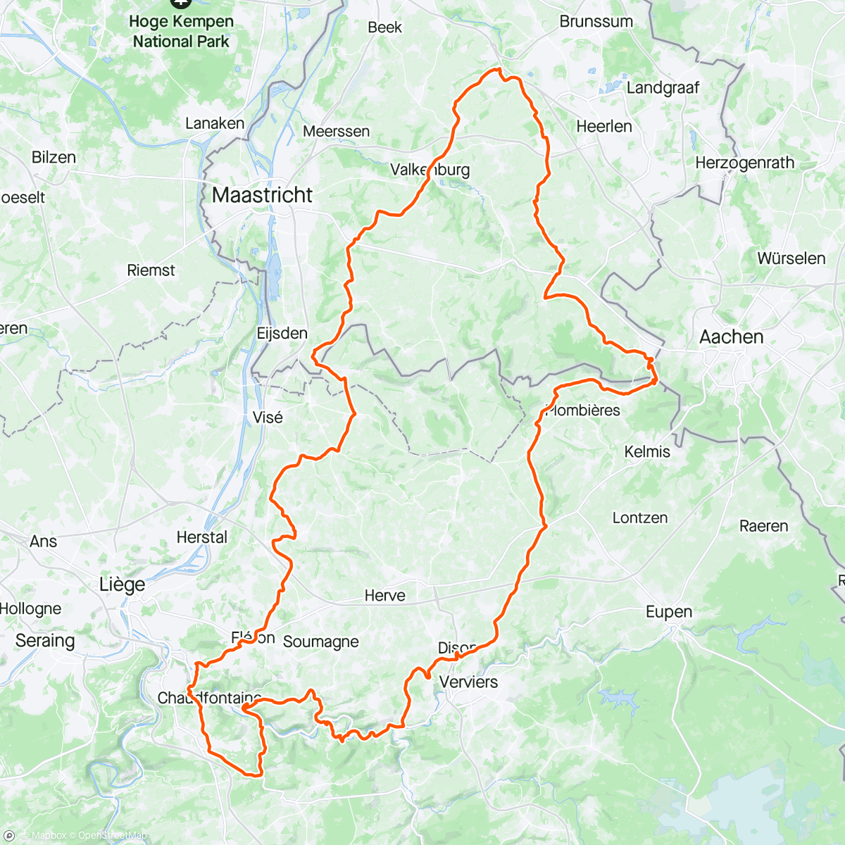 「Tour vanuit het mooie Limburg door drie landen met Guido」活動的地圖