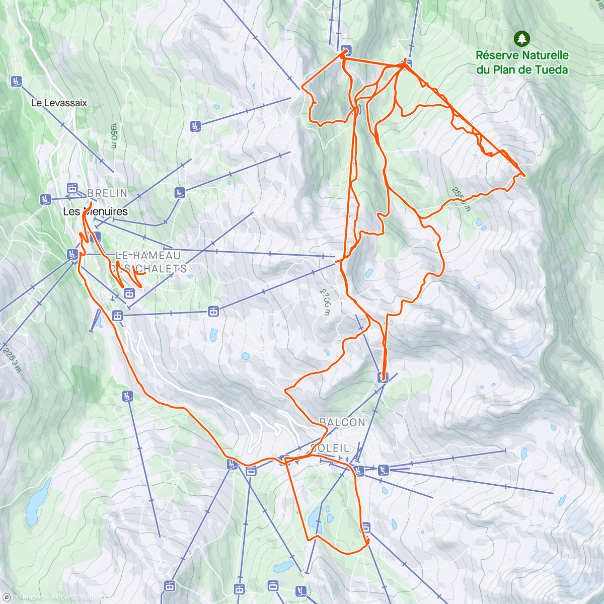 Map of the activity, Evening Snowboard