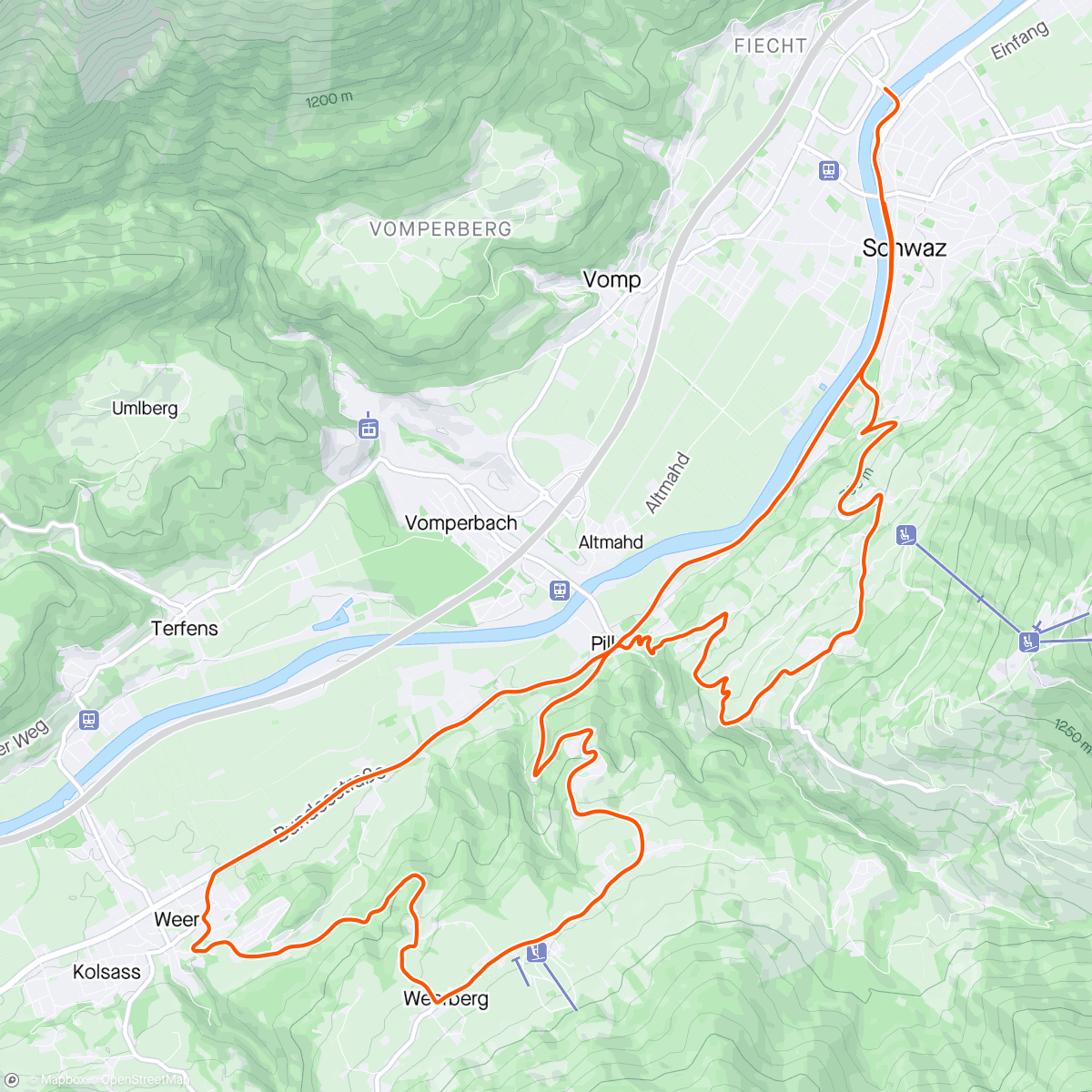 Карта физической активности (ROUVY - Tour of the Alps 2024 | Stage 3 - Schwaz)