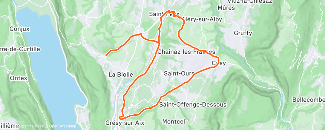 Map of the activity, Sortie vélo le midi