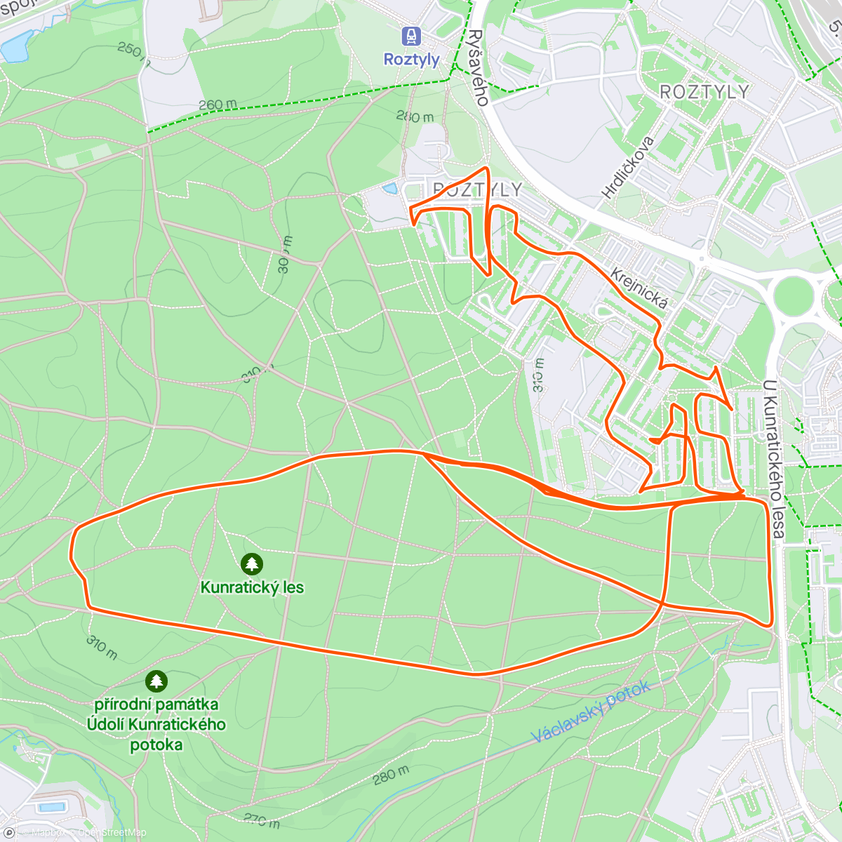 Map of the activity, sprint Chodov💙