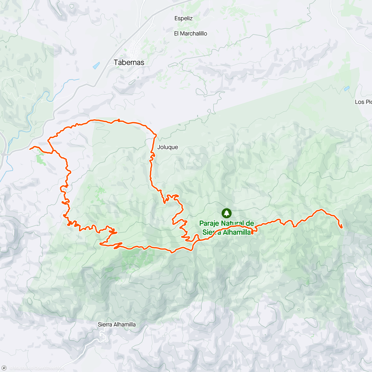 Map of the activity, Tabernas - Pico Colativí - Antenas Sierra Alhamilla