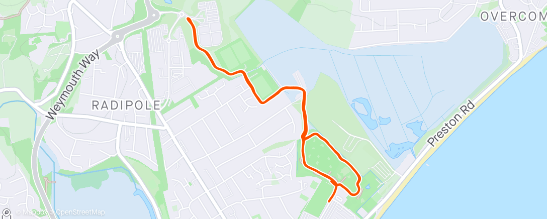 Map of the activity, Weymouth parkrun