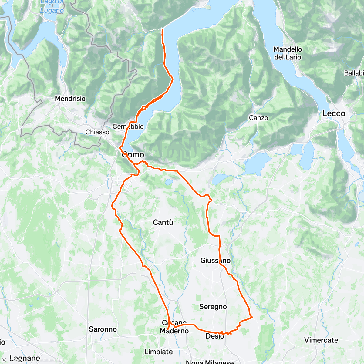 Map of the activity, Lago di Como Argegno, Cesano Maderno