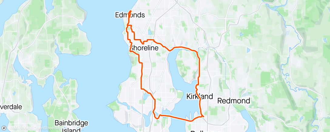 Map of the activity, Down to Edmonds