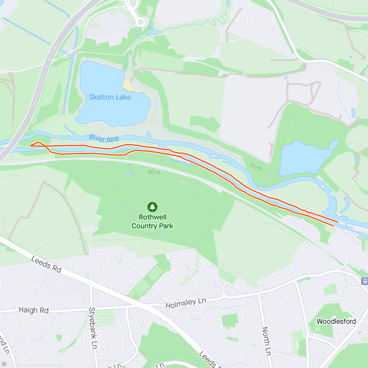 Mapa da atividade, Woodlesford Canal run with Russ
