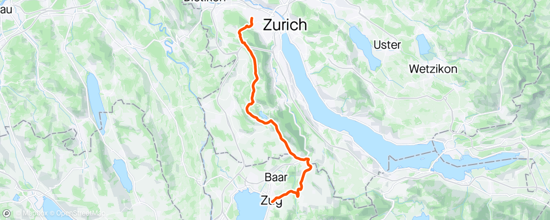 Map of the activity, Zugersee