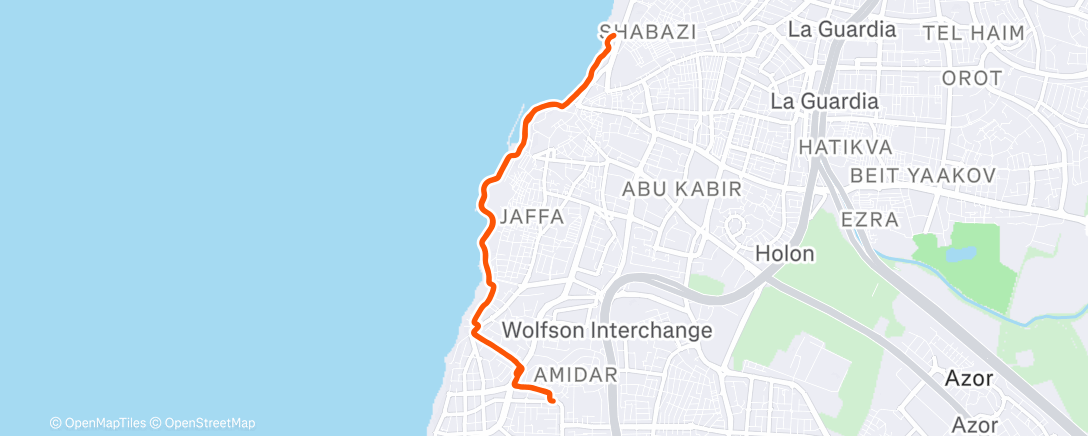 Map of the activity, Afternoon Run