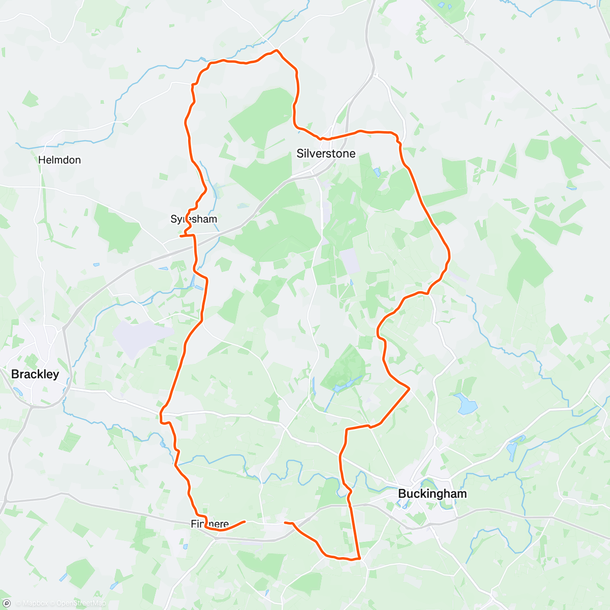 Map of the activity, Syresham alternative route