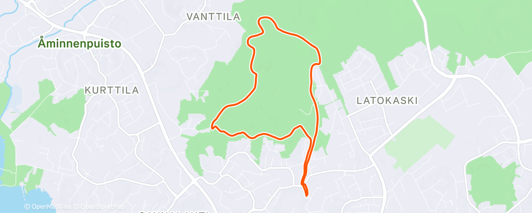 Map of the activity, Afternoon Run