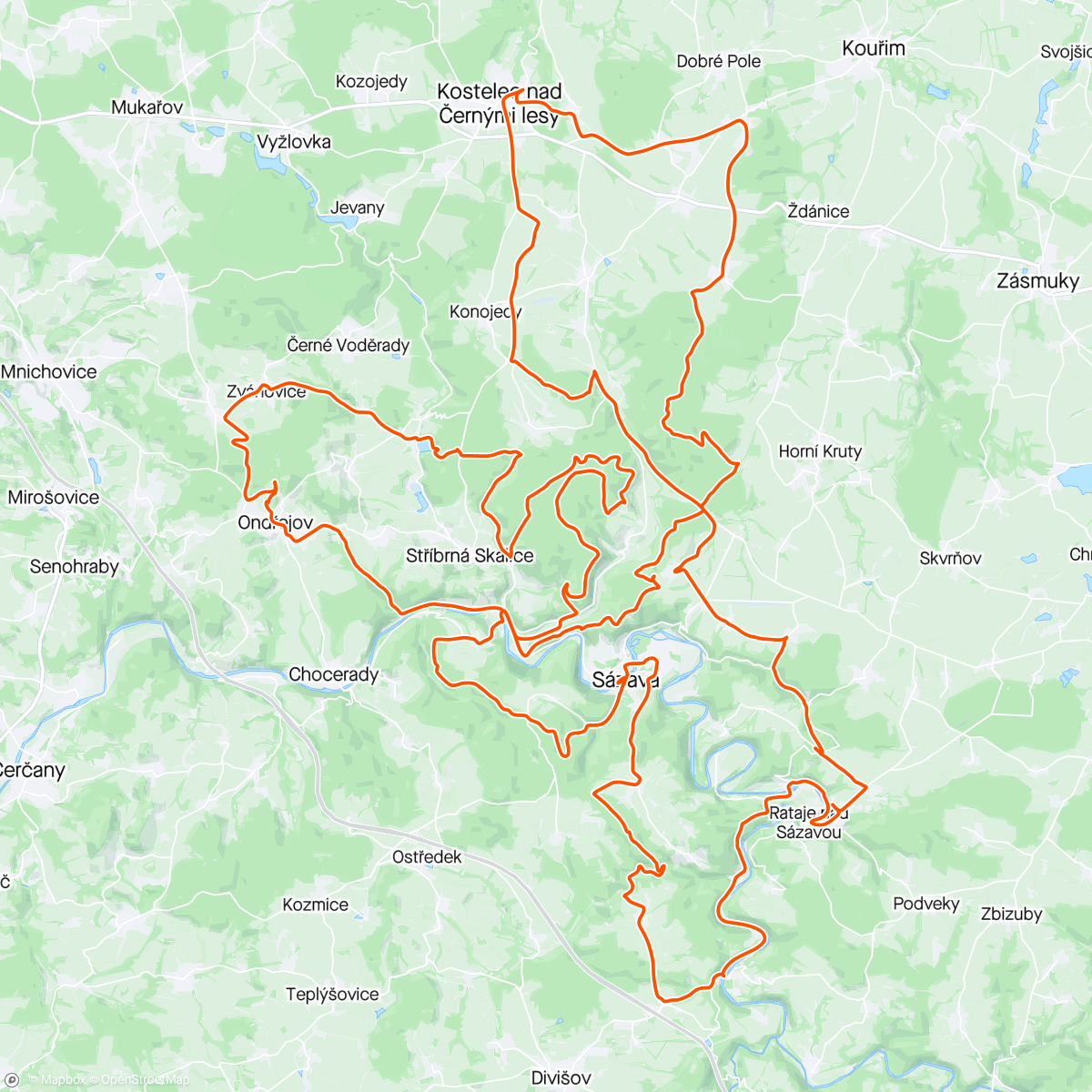 Map of the activity, Inspekce Lukyho Kostelecké UB25 Výzvy v  Posázaví