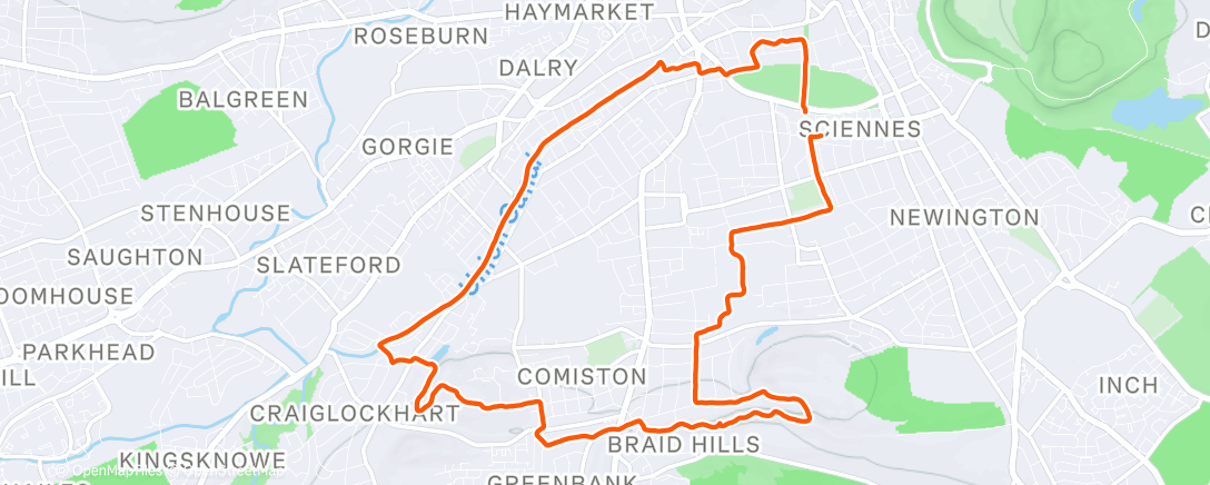 Map of the activity, Afternoon Run