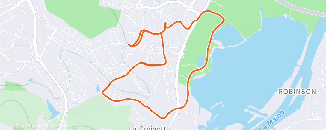 Карта физической активности (Course à pied dans l'après-midi)