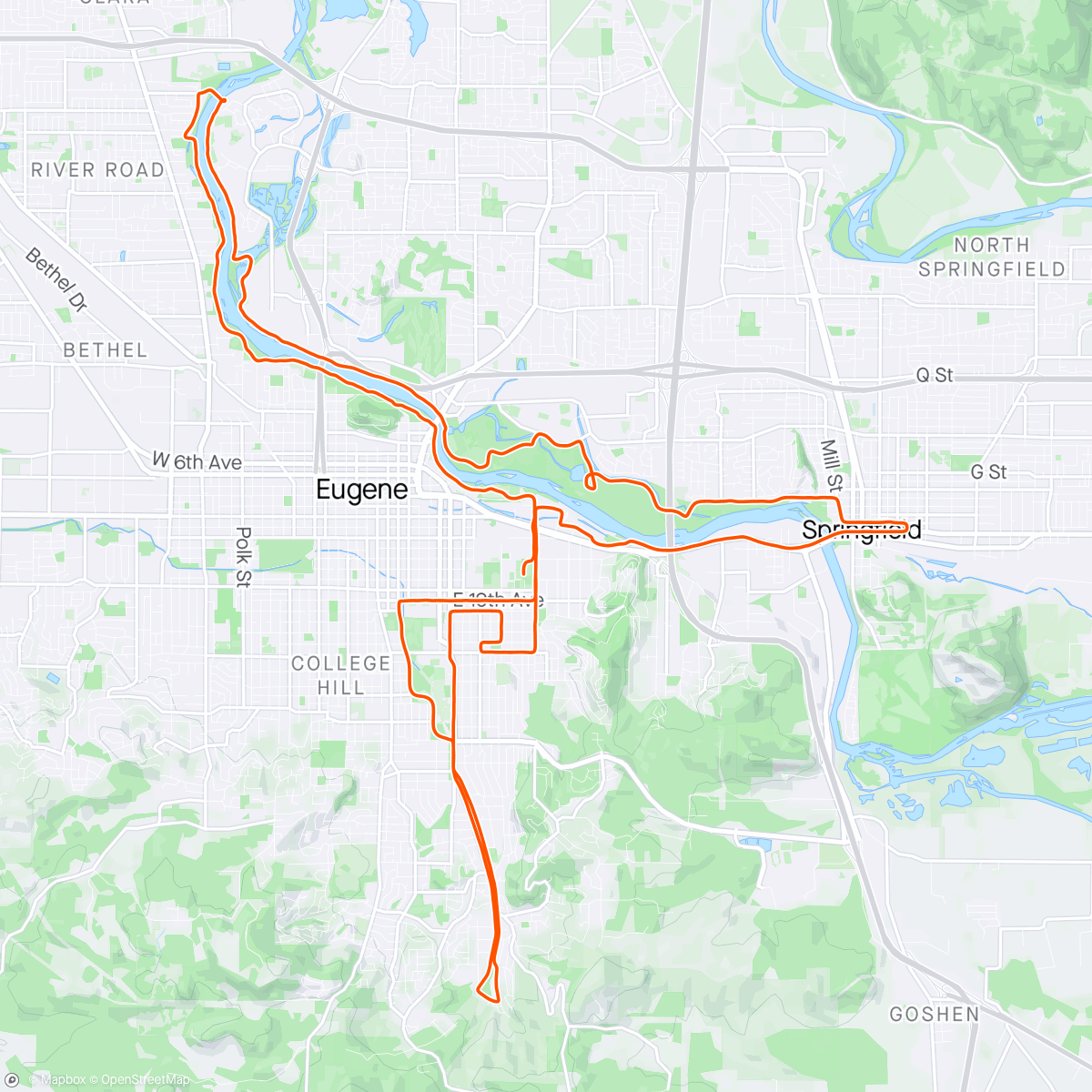 Karte der Aktivität „Eugene Marathon”