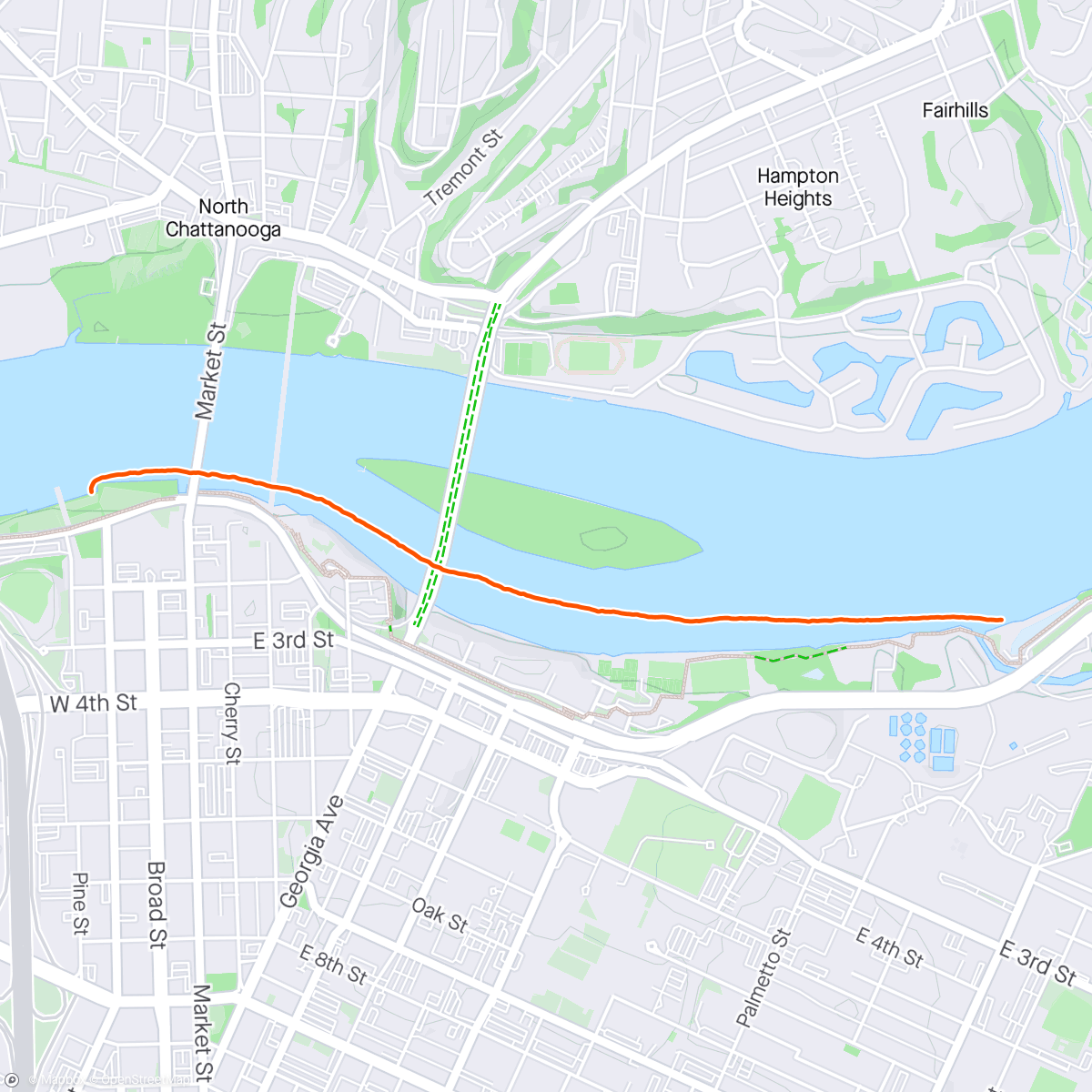 活动地图，Ironman 70.3 Chattanooga: Swim