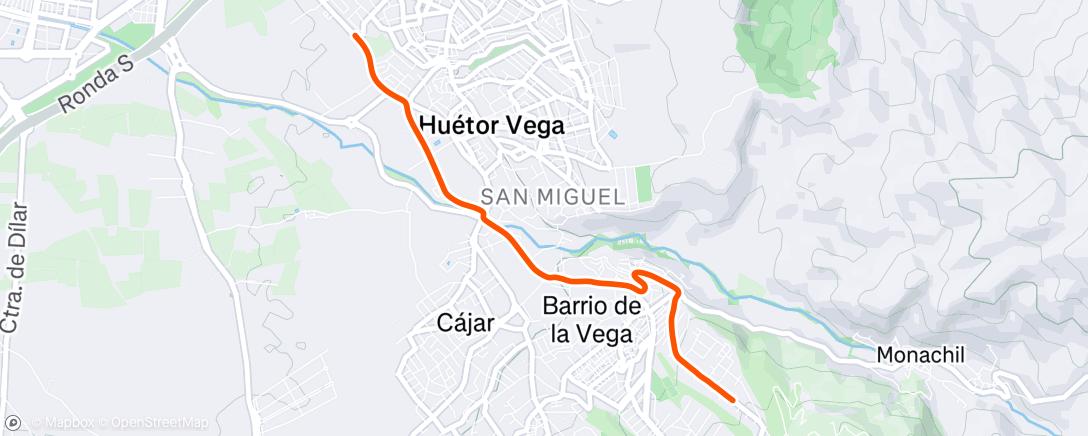 Map of the activity, Bicicleta de montaña vespertina