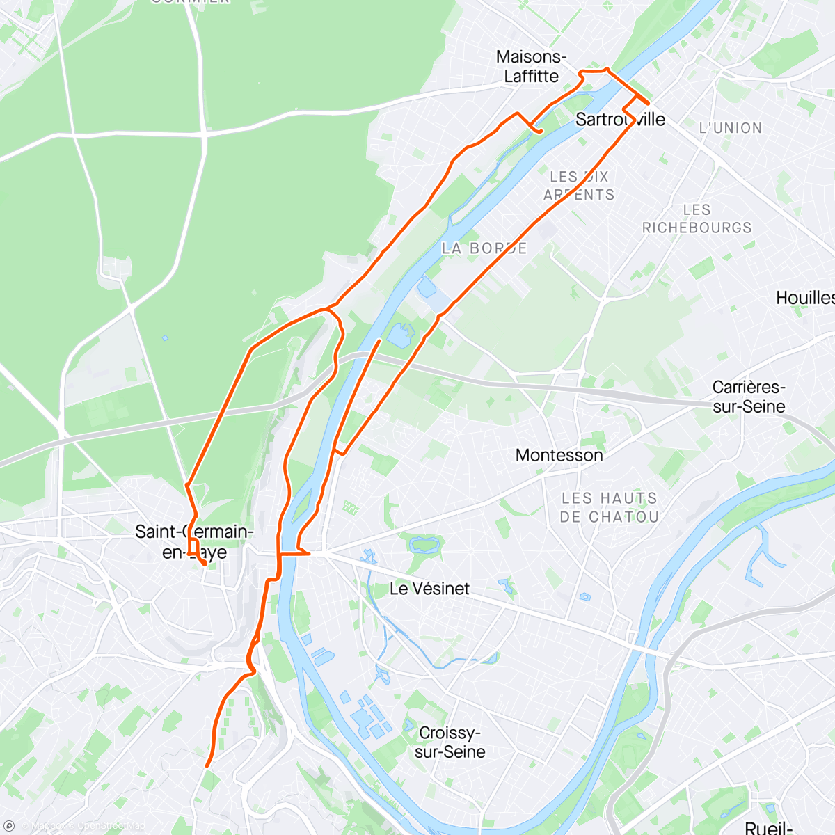 Map of the activity, Benen lostrappen na lange lange rit