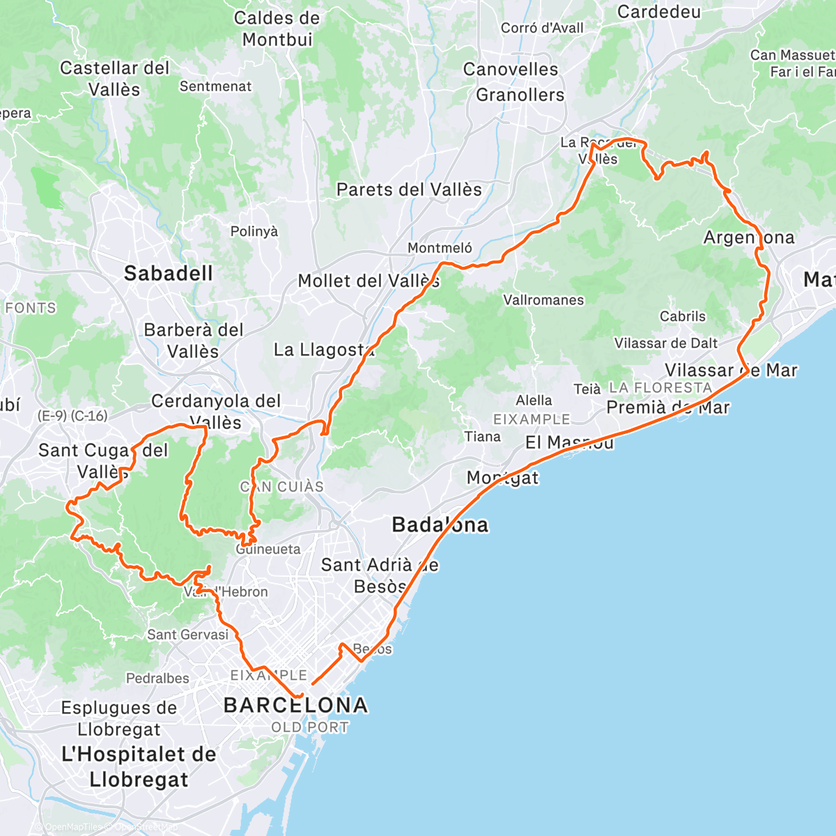 Map of the activity, Christmas ride with Division and Collserolling with Boo