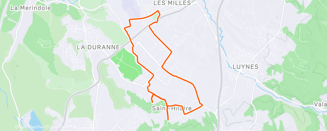 Map of the activity, Course à pied le midi