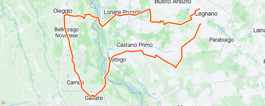 Mappa dell'attività Giro Bellinzago