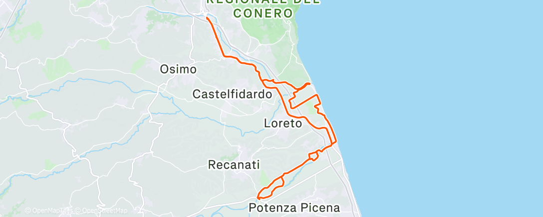 Map of the activity, Pedalata mattutina