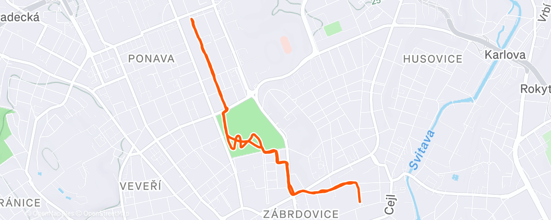 Map of the activity, Evening Run