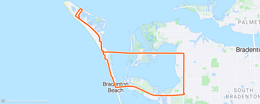 Map of the activity, 2024 LEU R2H Training Ride: Cortez Rd to Anna Maria City Pier
